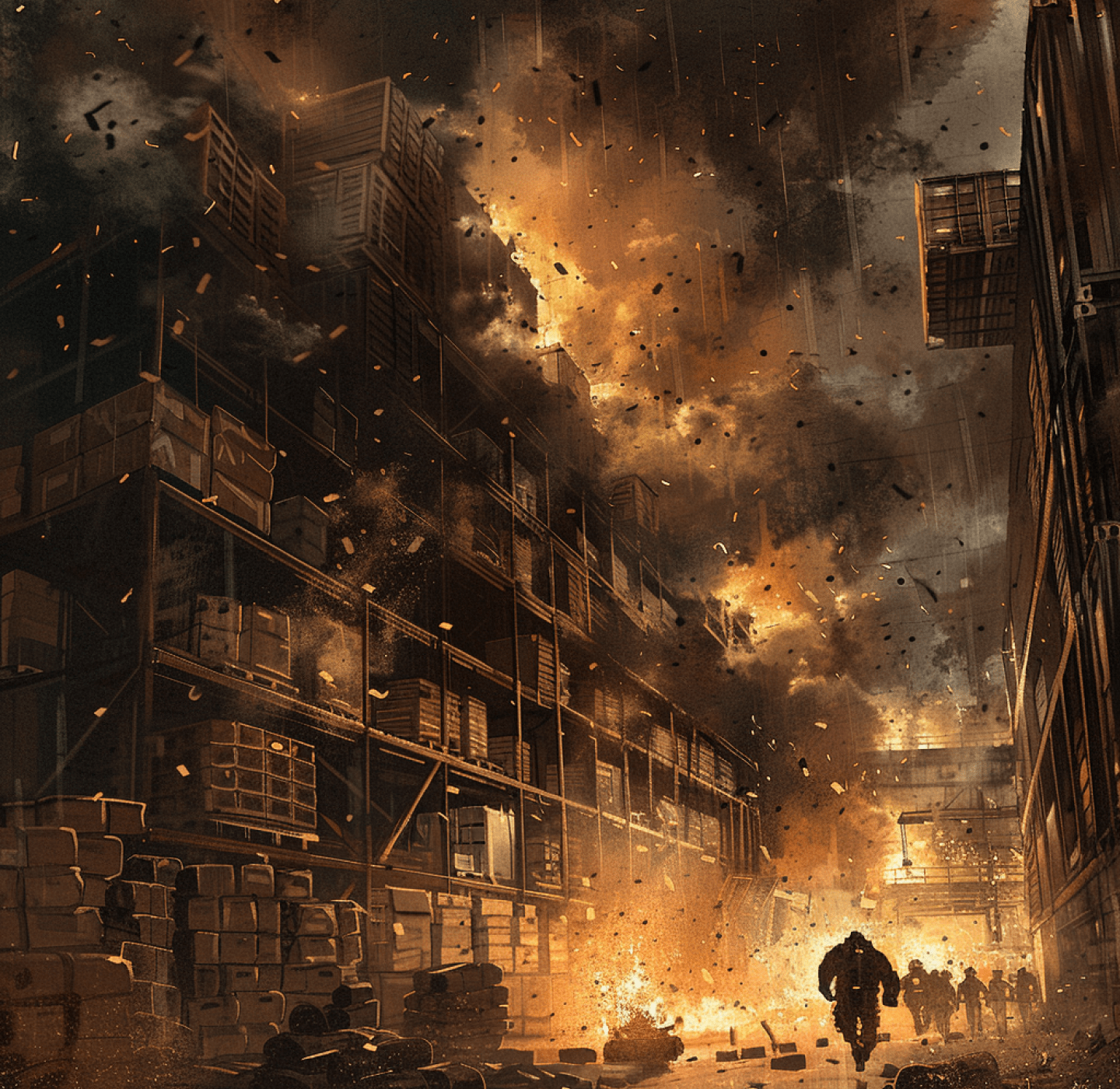 People running away from a fire